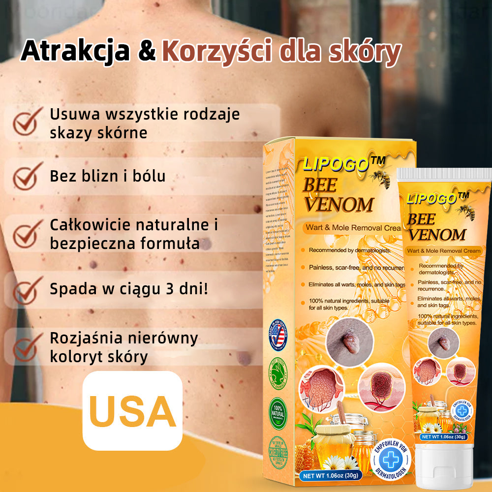 🎉🎉 LIPOGO™ Krem do usuwania brodawek i znaczników z jadem pszczelim(👨‍⚕Suitable dla wszystkich rodzajów skóry)🐝(🔥Ostatni dzień promocji 70% taniej)