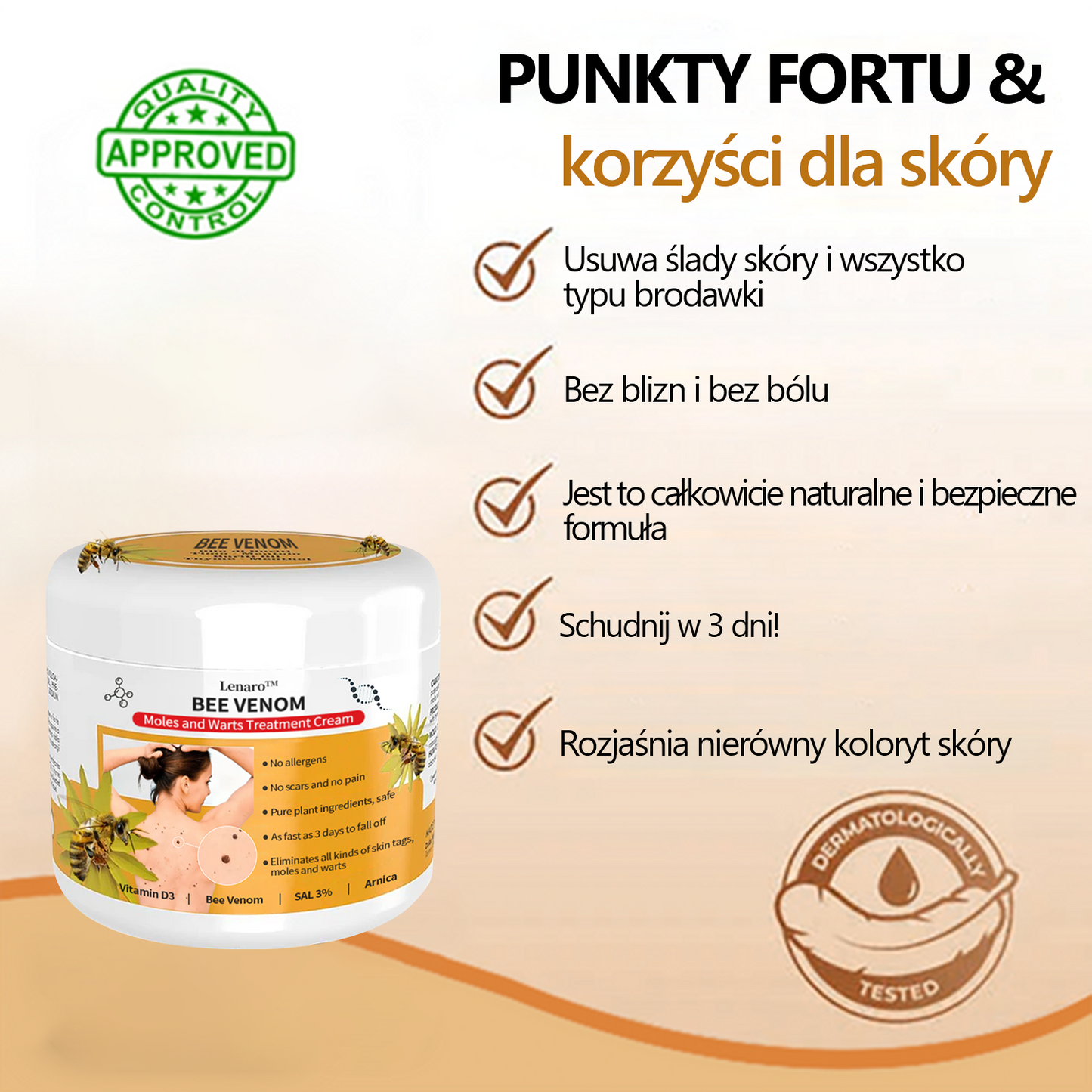 [🍀Oficjalny sklep marki🍀] 🐝🐝Lenaro™ Krem na znamiona i brodawki z jadem pszczelim(👨‍⚕AAD ZALECA)1