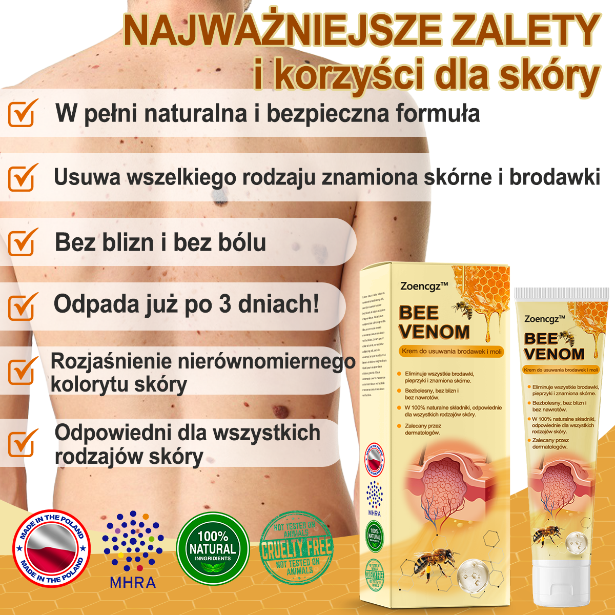 👨‍⚕️👨‍⚕️[✨Oficjalny Sklep Marki✨] 𝐙𝐨𝐞𝐧𝐜𝐠𝐳™ Krem do Leczenia Kretów i Brodawek Jadu Pszczelego(👨‍⚕EADV POLECA)