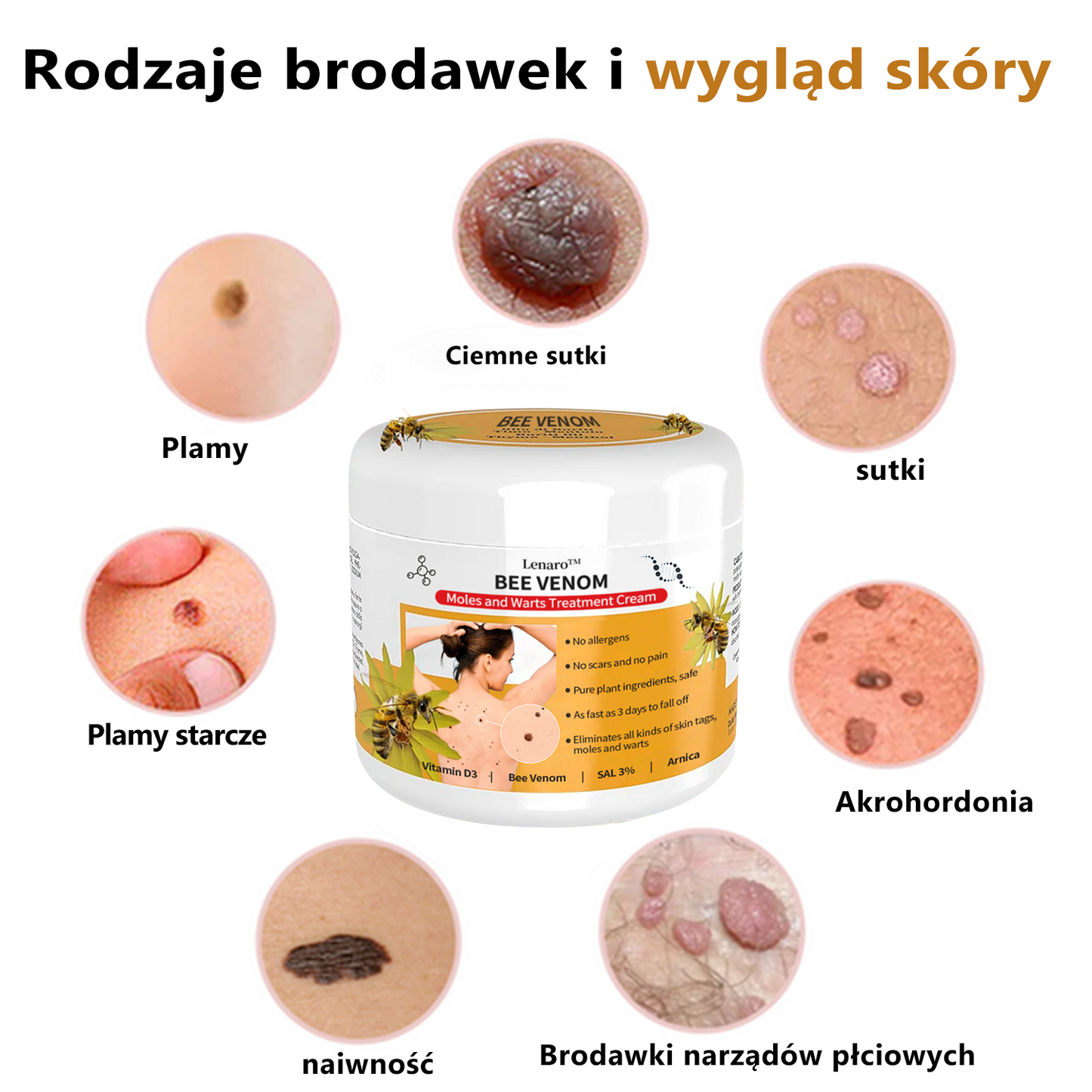 [🍀Oficjalny sklep marki🍀] 🐝🐝Lenaro™ Krem na znamiona i brodawki z jadem pszczelim(👨‍⚕AAD ZALECA)1
